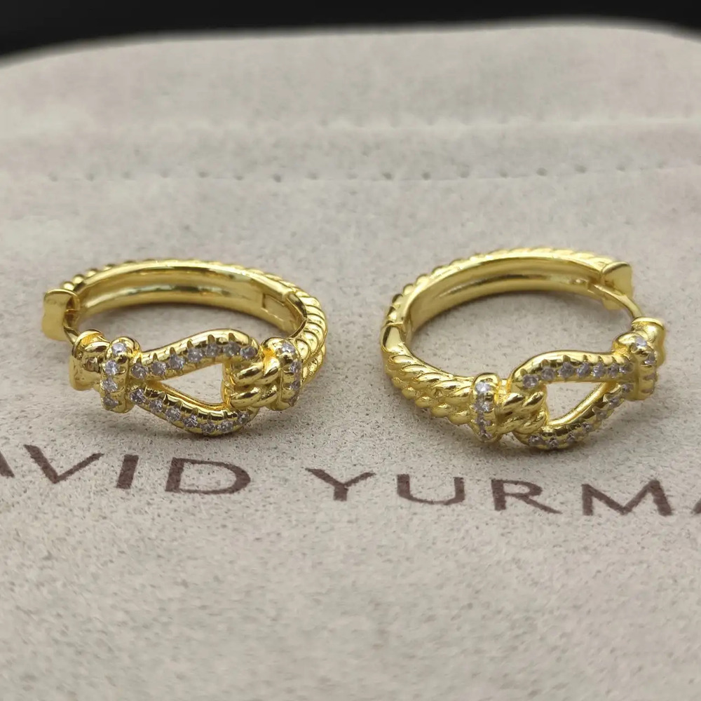 David Yurman Gold Button Hoop Earrings